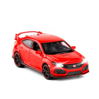Красный Новинка 1:32 HONDA CIVIC TYPE-R литые игрушечные машинки модель автомобиля со звуковым светом коллекционная машинка игрушки для детей подарок игрушки - Цвет: Красный