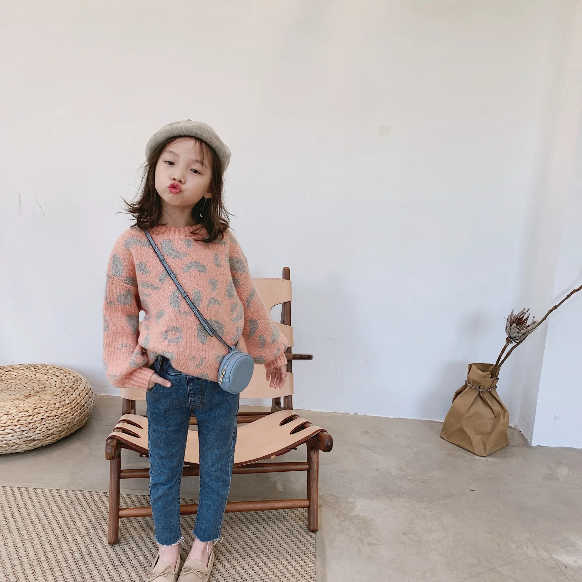 Костюм для девочек 2019 одежда на осень и зиму в Корейском стиле новинка розовый