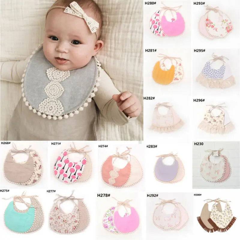 Детские нагрудники PUDCOCO кружевные хлопковые с цветочным рисунком для принцессы