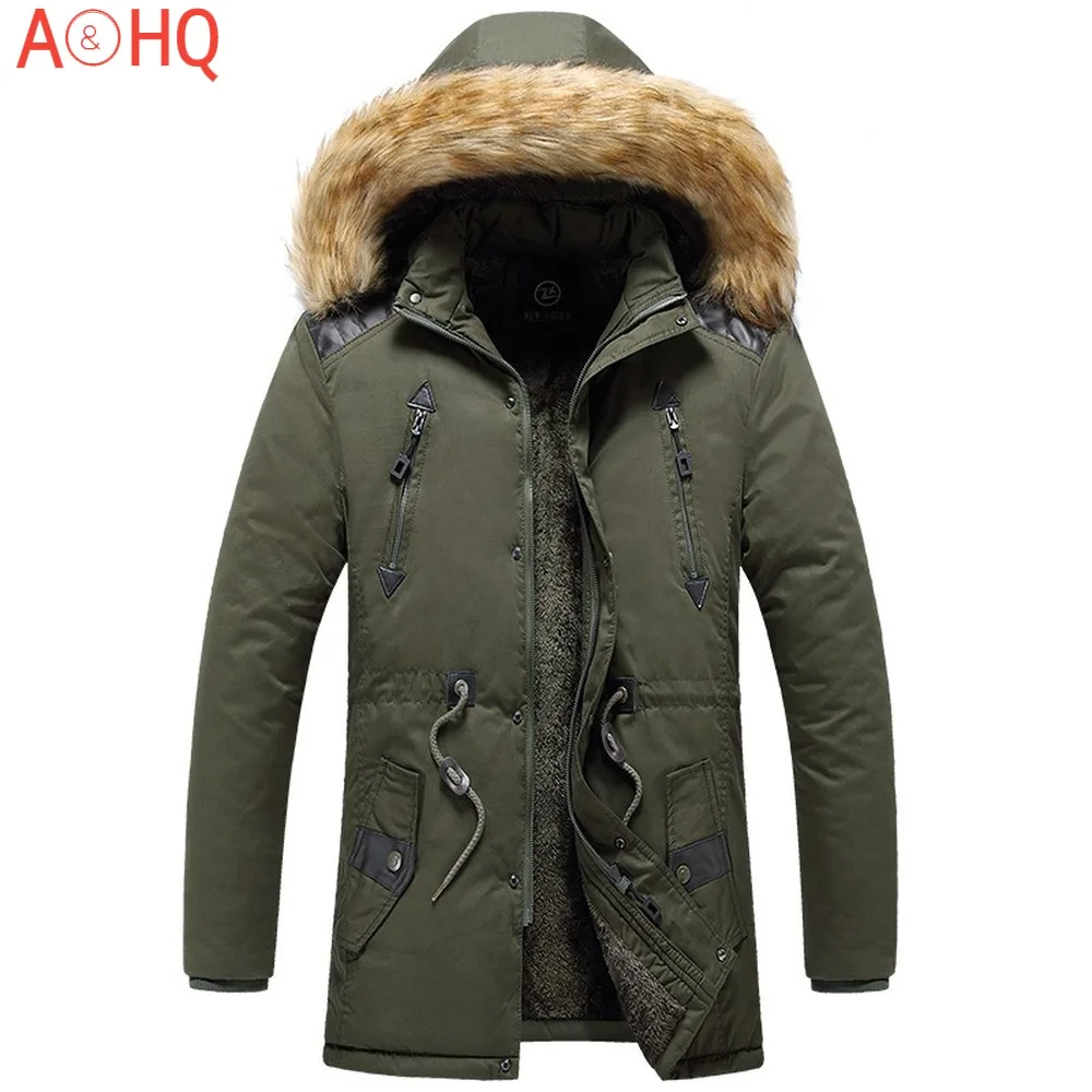 

Men's Parka Coat Winter Thicken Jacket Fur Collar Warm Jacket Male Outwear Overcoat Mens Jackets and Coats Fashion Clothing New