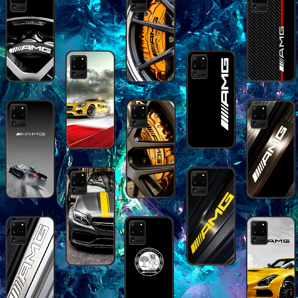 

AMG Sport Car Luxury Brand Phone Case For Samsung Galaxy Note S 8 9 10 20 Plus E Lite Uitra black Cell Silicone Waterproof 3D