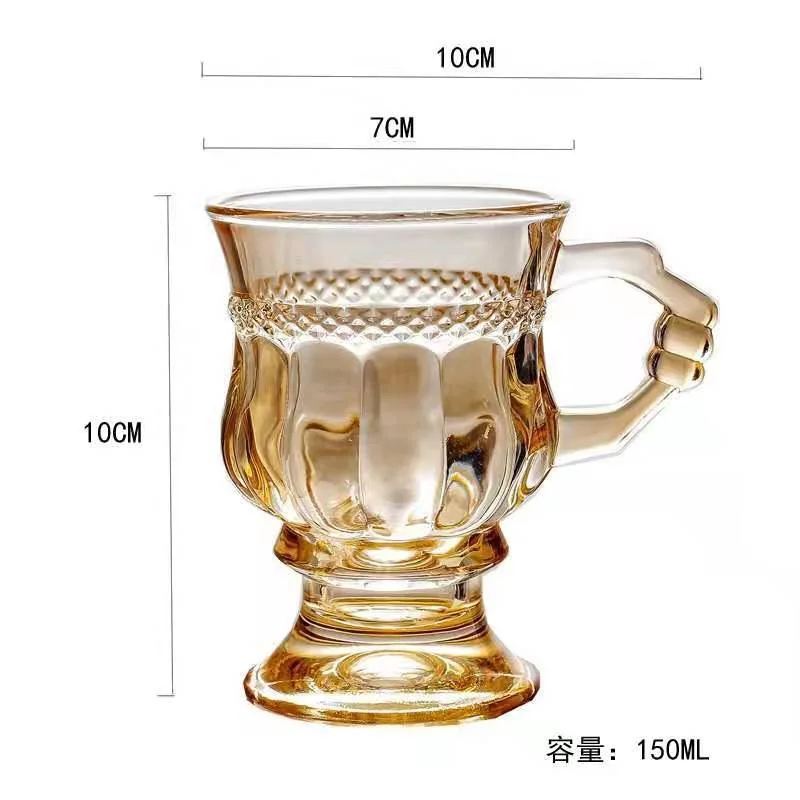 Ins French Retro Small Glass Cup Amber Transparent Goblet Homestay Photo Props Coffee Snacks Verre | Дом и сад