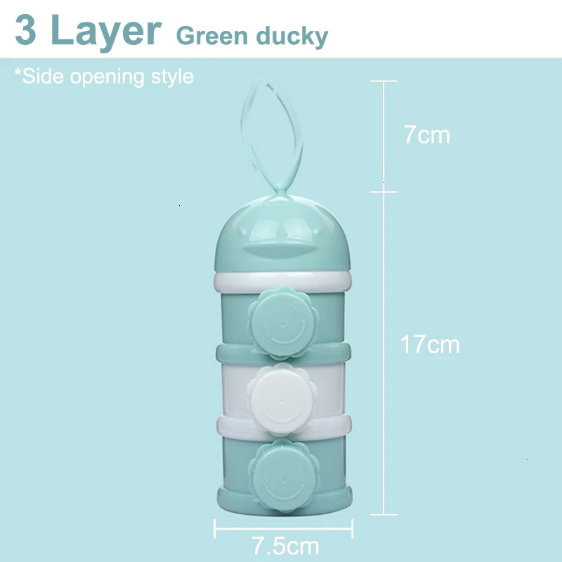 Зеленый 3Layer Easy Style Portable Baby Food Storage Box Toddle Kid Formula Baby Milk Container Essential Cereal Cartoon Milk Powder Box - Цвет: Зеленый