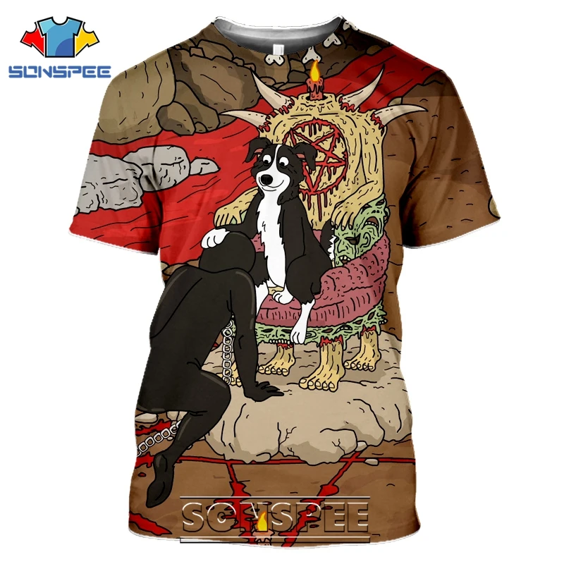 

SONSPEE 3D Print Mr Pickles T-shirts Men Women Casual Harajuku Short Sleeve Streetwear Hip Hop Anime Satan Evil Tees Tops Shirt