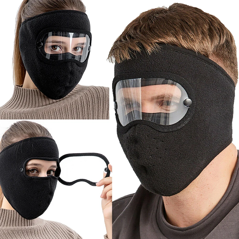 

Windproof Anti Dust Face Mask Cycling Ski Breathable Masks Fleece Face Shield Hood with High Definition Anti Goggles Skullies