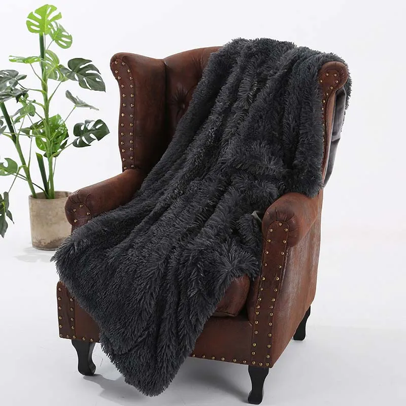 Роскошные длинные плюшевые кресло Одеяло крышка покрывало для младенцев зимние