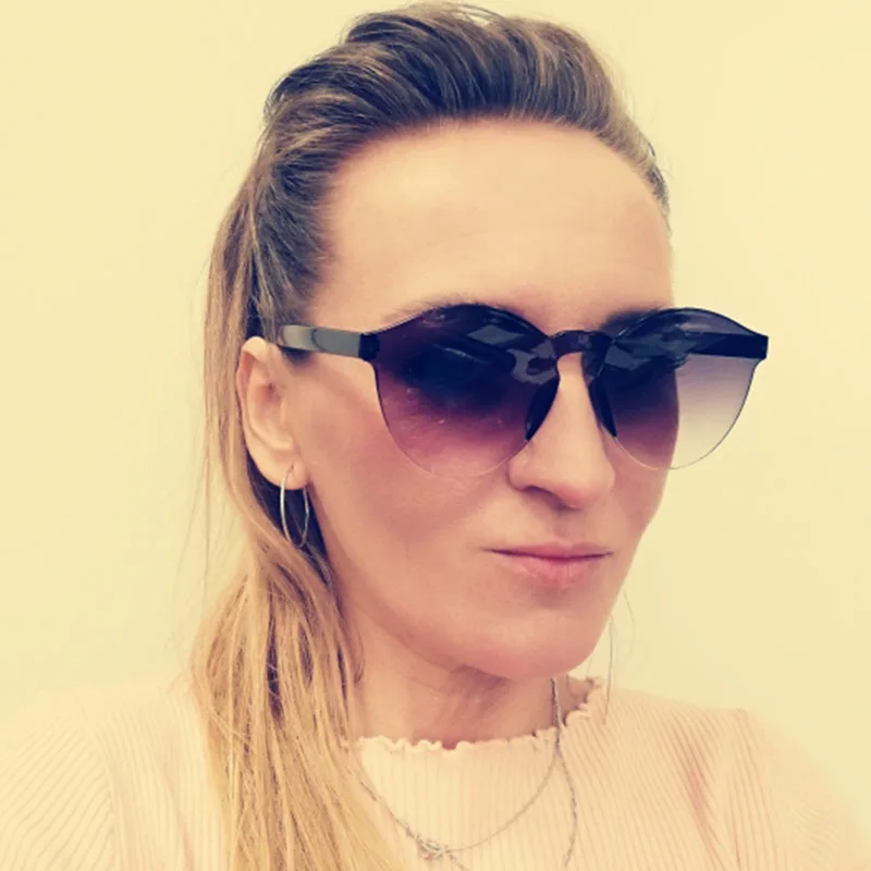 Солнцезащитные очки в круглой оправе для женщин и мужчин без оправы с цветными