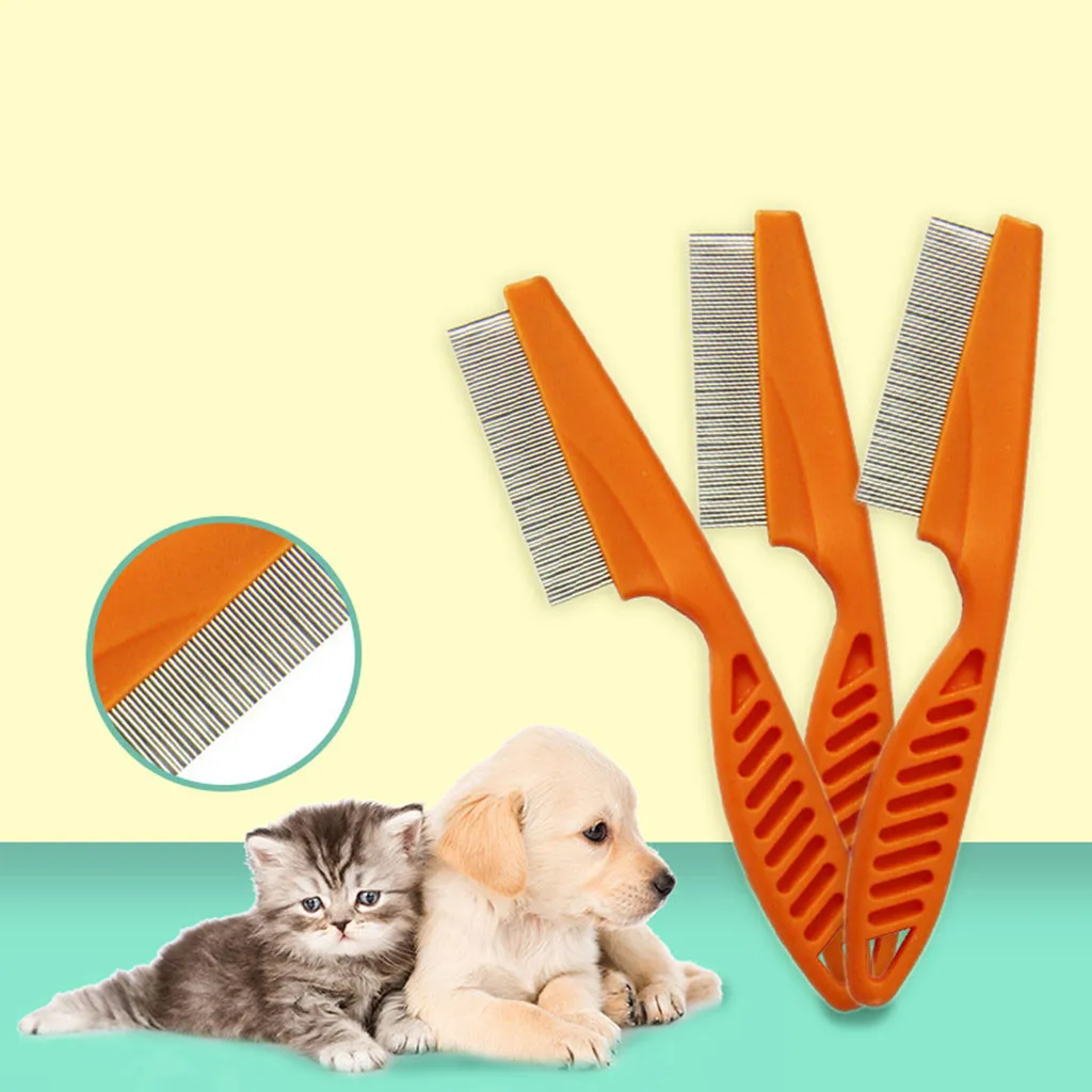 

1PC Cat Dog Pets Hair Grooming Comb Flea Shedding Brush Puppy Dog Stainless Comb Hair Combs Cats Dogs Bath Cleaning Supplies