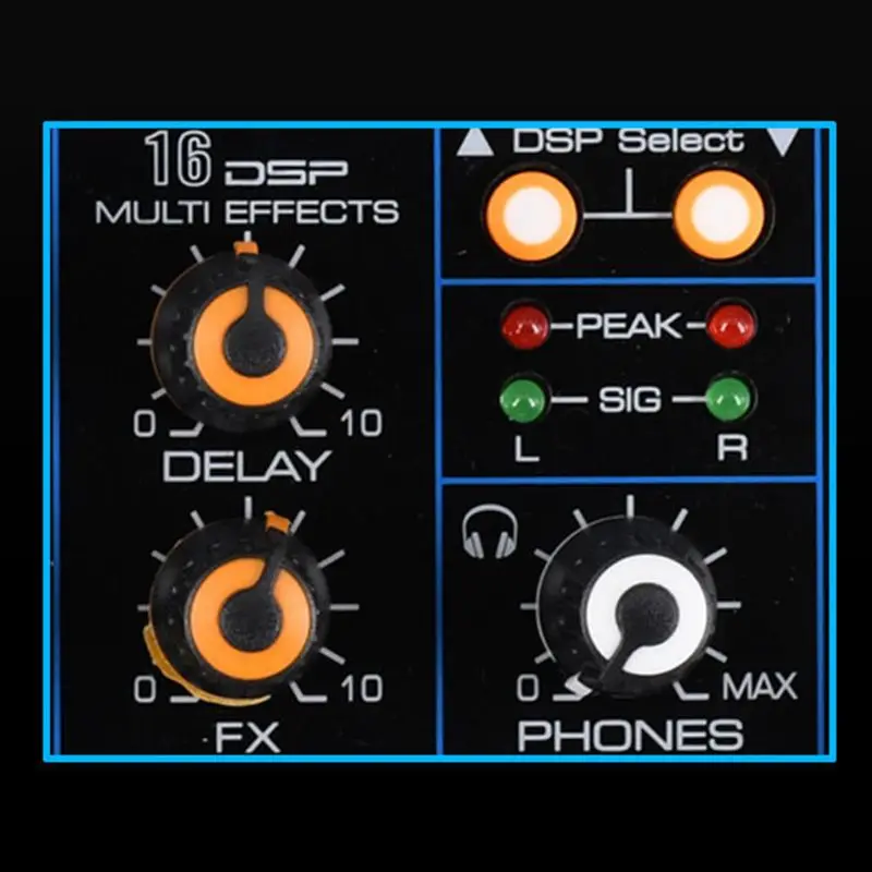 

6 Channel 16 DSP Effects Audio Mixer Professional Sound Mixing Console DC5V USB Record Bluetooth Sound Card