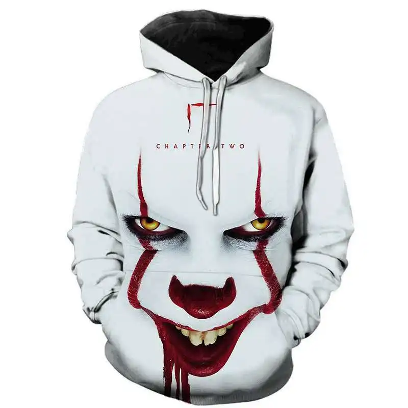 

Horror Movie IT Chapter 2 3D Print Hooded Sweatshirt Men's Fashion Streetwear Loose Sweatshirt IT Clown Print Pattern Hoodie