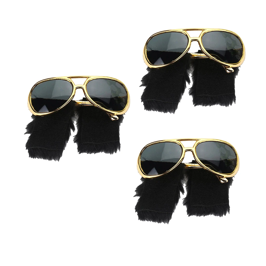 Набор из 3 новых золотых солнцезащитных очков забавные очки для бороды 70s 80s