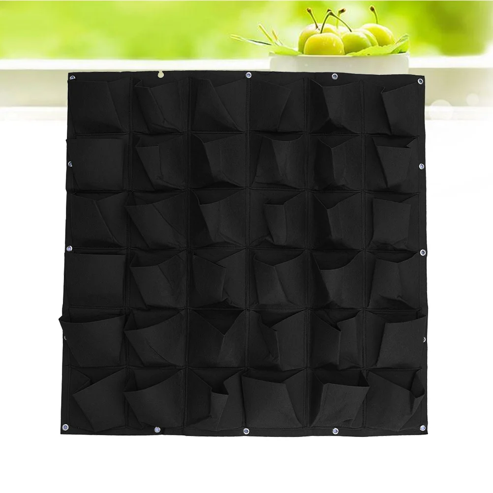 

36-Pocket Wall-mounted Non-woven Planter Hanging Planting Bag Vertical Plant Container for Garden Hotel Office (Black)