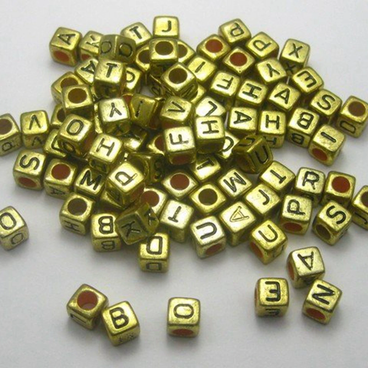 250 Ассорти золотой металлик акрил алфавит буквы куб пони бусины 6х6 мм|beads bulk|beads