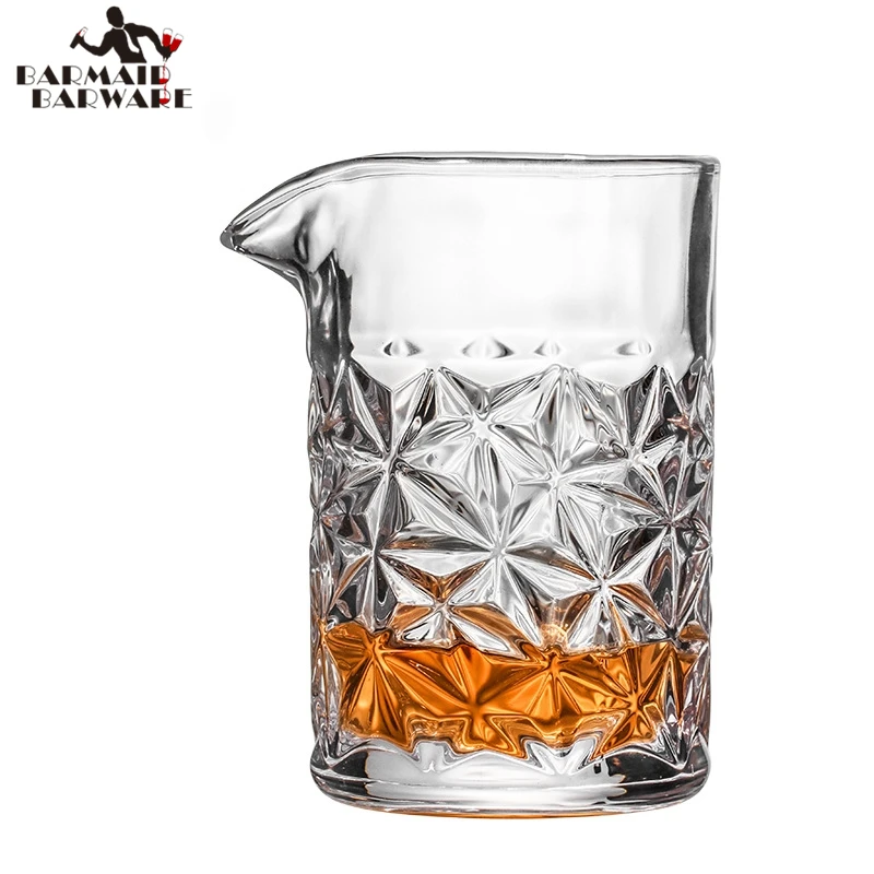 

480ml Rhombus Pattern Japanese Style Crystal Cocktail Mixing Glass Bar Tool