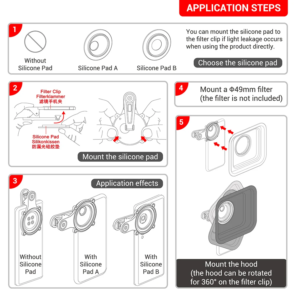 profezzion smartphone camera lens hood kit with 49mm starmacrond filter for iphone 13 12 11 pro xiaomi samsung huawei fish eye free global shipping