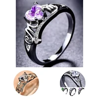 chic women ring hollow attractive cubic zirconia love heart ring metal ring finger ring