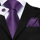 Фиолетовый, черный, новинка, Шелковый Свадебный галстук для мужчин, ручная работа, запонки, подарок, мужской галстук, модный дизайн, деловые вечерние, Прямая поставка