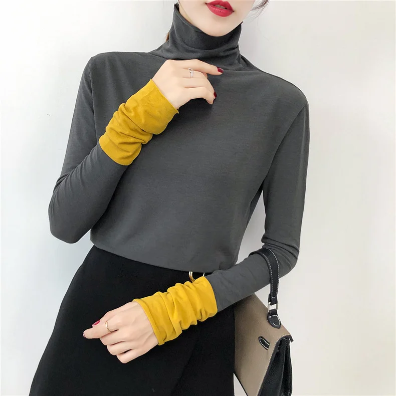 

New Fashion Winter Warm Sweater Women's High Necked Collar Blouse Jacket Long Sleeves Korean Casual Bottoming Shirt Sweater