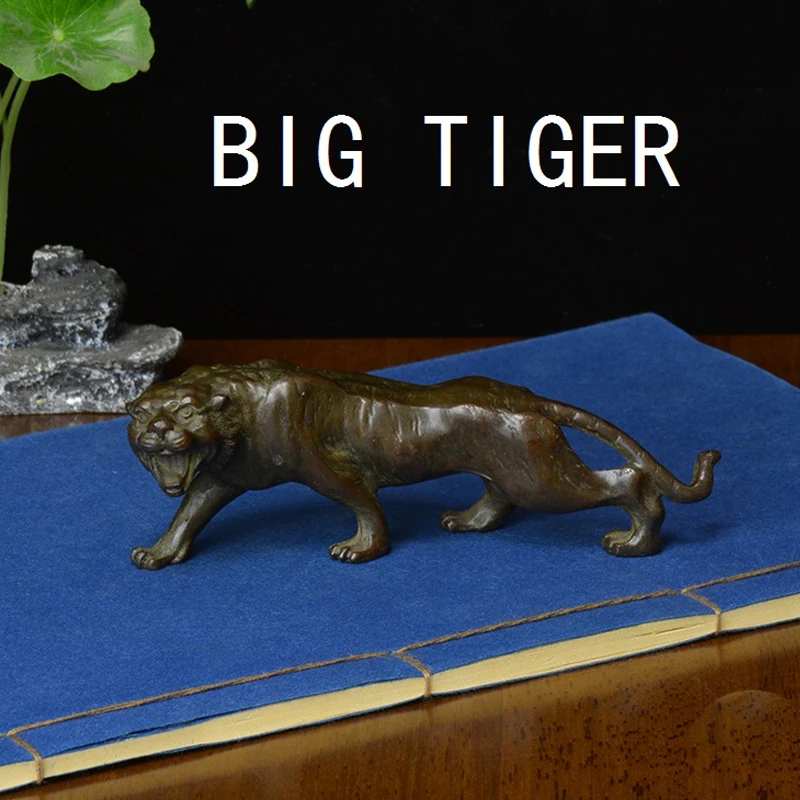 

Antique Vintage Big Tiger Statue Lucky Desktop Ornament Home Feng Shui Decoration Crafts Accessories Heavy Metal Animal Figurine