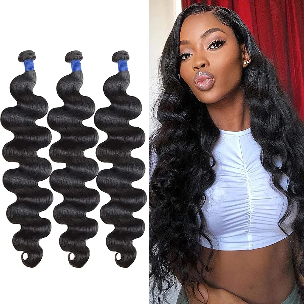 

Brazilian Virgin Body Wave Human Hair Bundles 3 Bundles Body Wave Human Hair 100% Unprocessed Human Hair Extensions for Women
