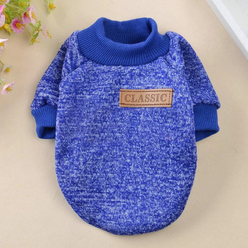 Dark Blue Зимняя теплая одежда для собак и кошек Йоркширский Shih Tzu пуловеры для щенков свитер для собаки для кошки толстовка одежда для домашних животных джемпер honden trui - Цвет: Dark Blue