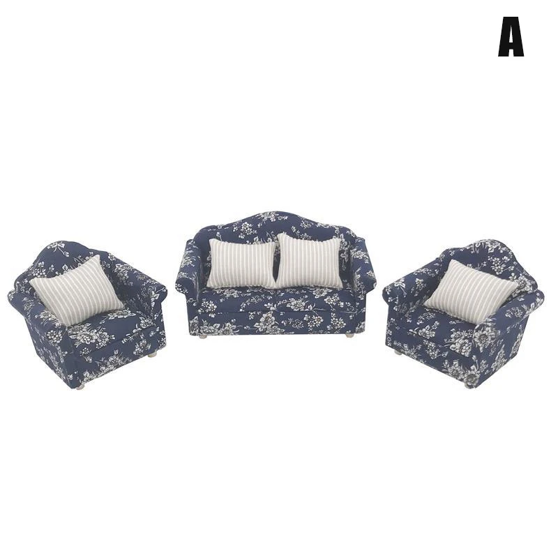 3 шт./компл. набор диванов с принтом мини-модель мебели для кукол 1/12 игрушки