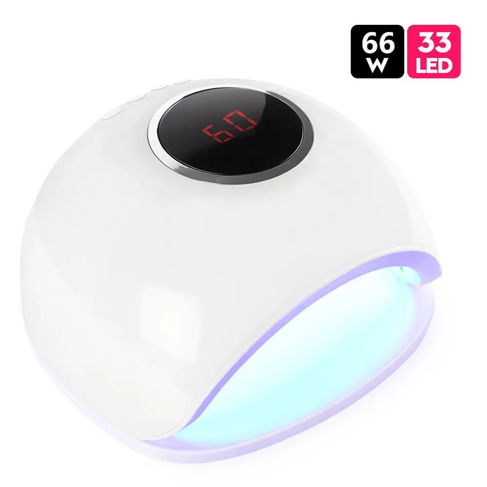66W White Lamp УФ; светодиоды; ногти лампа Сушилка 66/54/24 Вт лампа для маникюра Гель-лак для ногтей отверждения ногтей с таймером ЖК-дисплей Дисплей и нейл-арта лампа - Цвет: 66W White Lamp