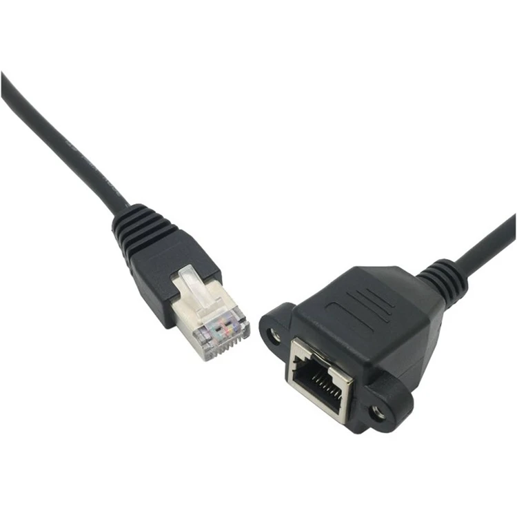 Фото Hohe 20:00 30-150 см 8-контактный RJ45 Kabel Männlich zu Weiblich Schraube Panel Mon Voi Ethernet LAN Netzwerk 8-контактный множествоängerung K №1