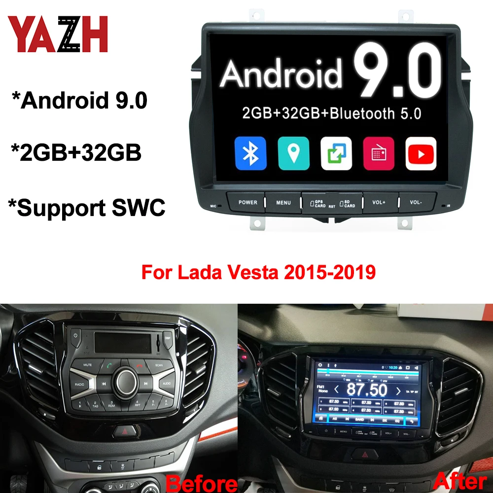 YAZH Android радио для Lada Vesta 2015 2016 2017 2018 автомобильный блок мультимедиа с SWC