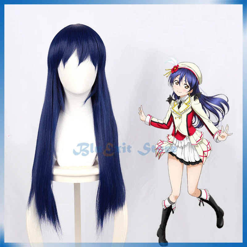 Аниме Love Live! Sonoda Umi парик косплей волос темно-синий Длинные прямые Comic Con
