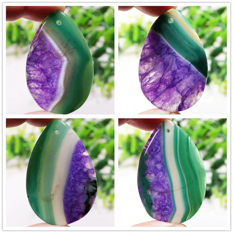 Natural Crystal Stone Green Purple Heart Shape Charms Accessories Beads For Necklace DIY Jewelry Making Pendants | Украшения и