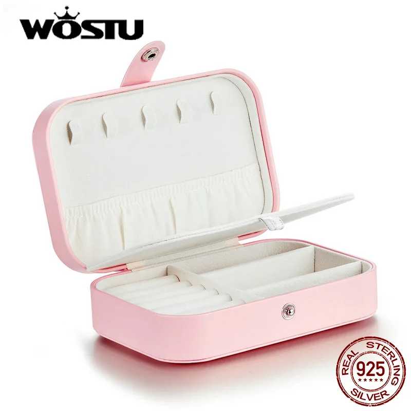 

WOSTU Universal Jewelry Organizer Display Travel Jewelry Case Boxes Portable Jewelry Box Button Leather Storage Zipper Jewelers