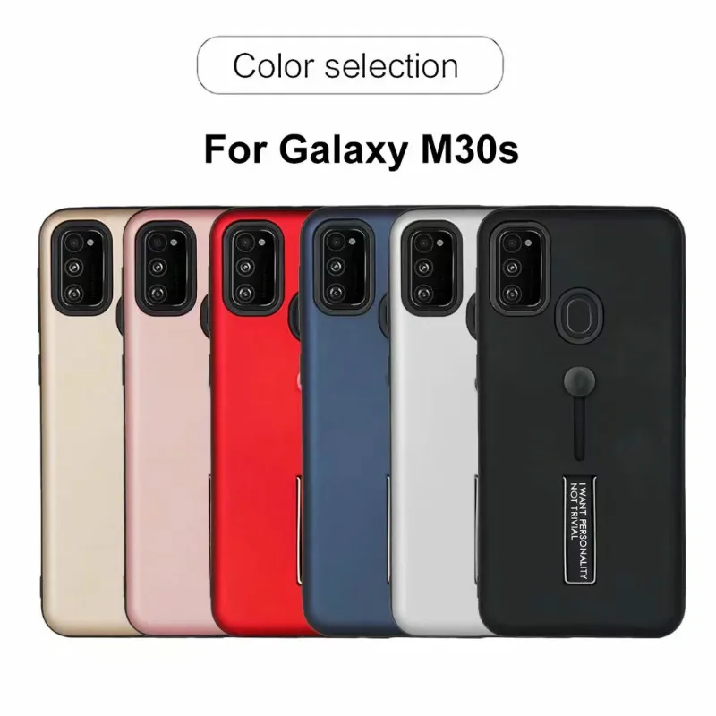 

For Samsung Galaxy M30S Armor Case With Holder 2 in 1 Hybrid PC TPU Back Case For Galaxy M30S Kickstand Matte Silicone Cover