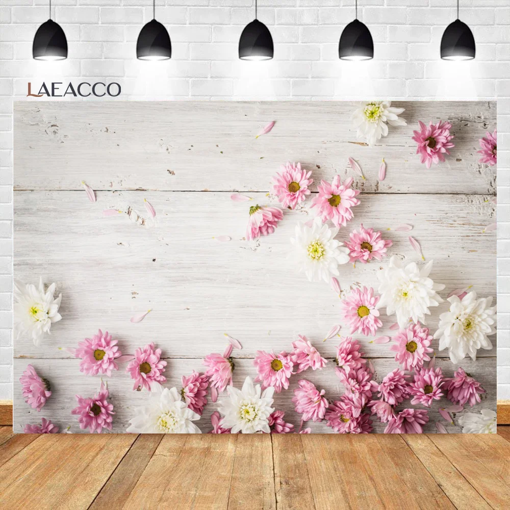 Фон для фотосъемки Laeacco с изображением деревянной доски цветов цветущей травы