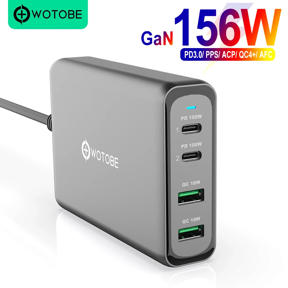  156 Вт GaN зарядная станция, USB C PD100W, сверхбыстрое зарядное устройство 2,0 PPS для ноутбука Samsung Lenovo Think Pad yoga acer hp dell LG gram