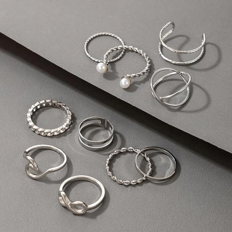 

10Pcs/set Stainless Steel Ring Halloween Rings For Women Jewelry Accessor Punk Style On Phalanx Anel Masculino Women's Rings