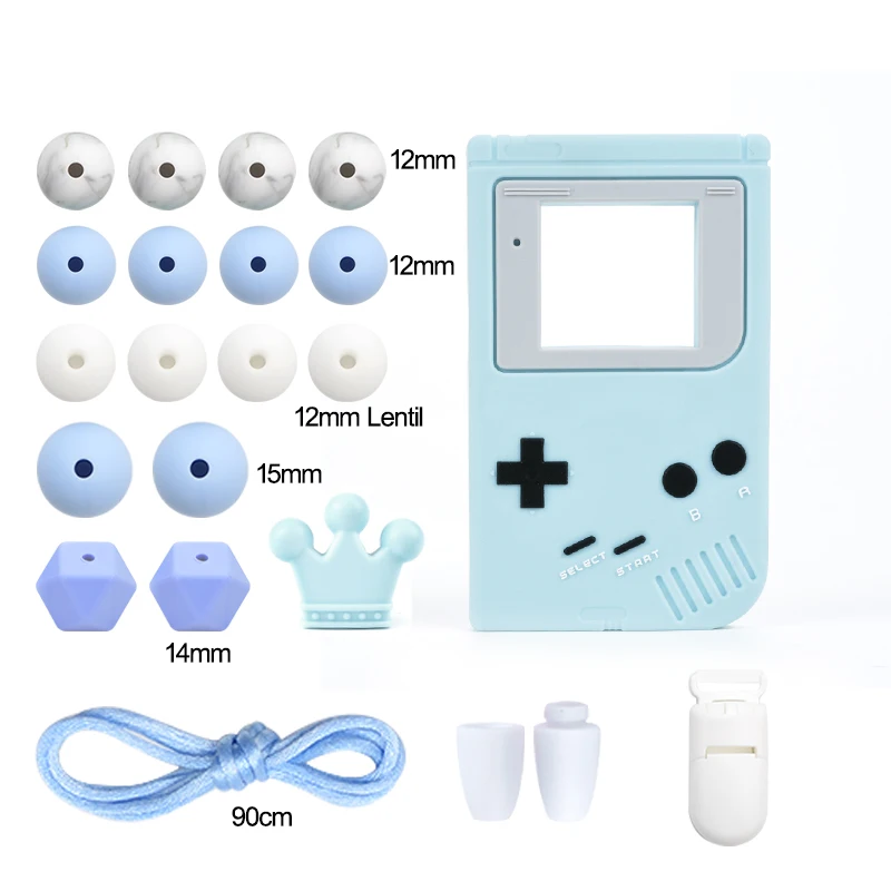 gameboy 2 LOFCA, детский силиконовый прорезыватель, сделай сам, енот, коала, детский прорезыватель, ожерелье, игрушка, мультфильм, соска, цепь, зажим, пищевые Силиконовые Бусины - Окраска металла: gameboy 2