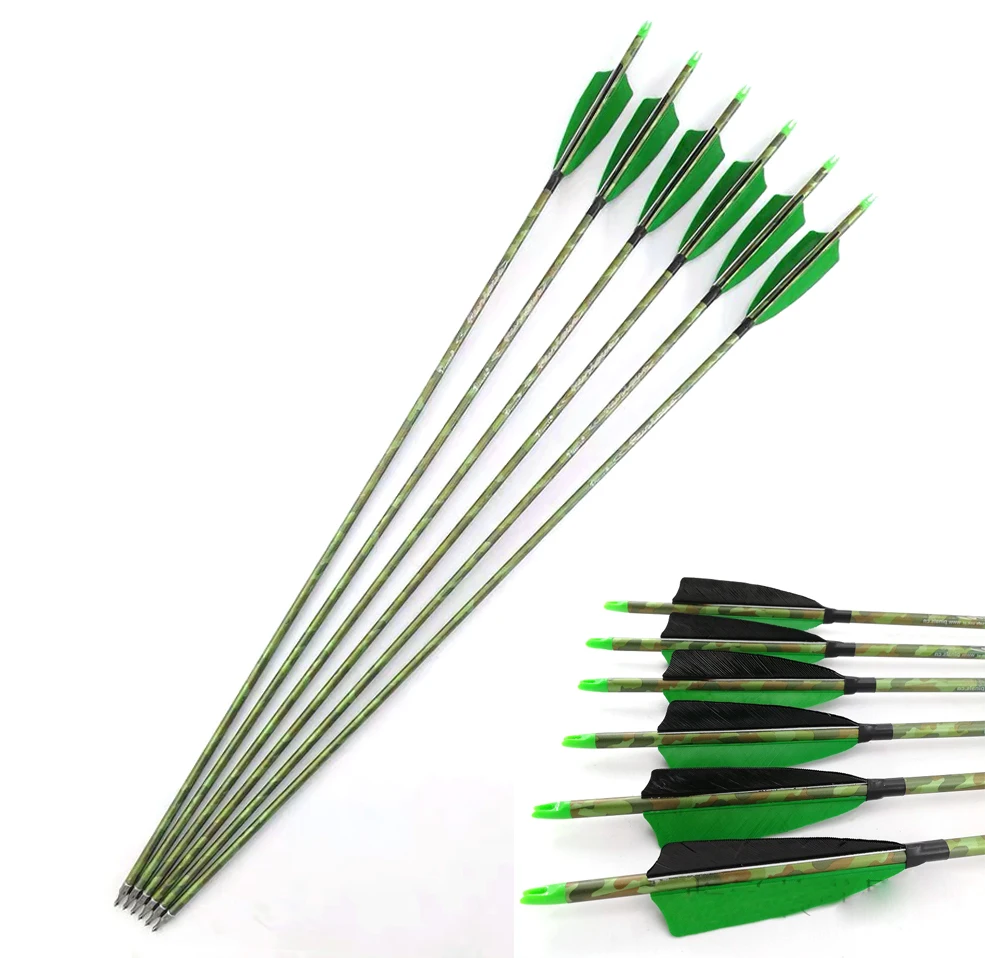 Inals зеленый камуфляж углеродные стрелы позвоночника 400 30 дюймов ID6.2mm Shatfs Турция