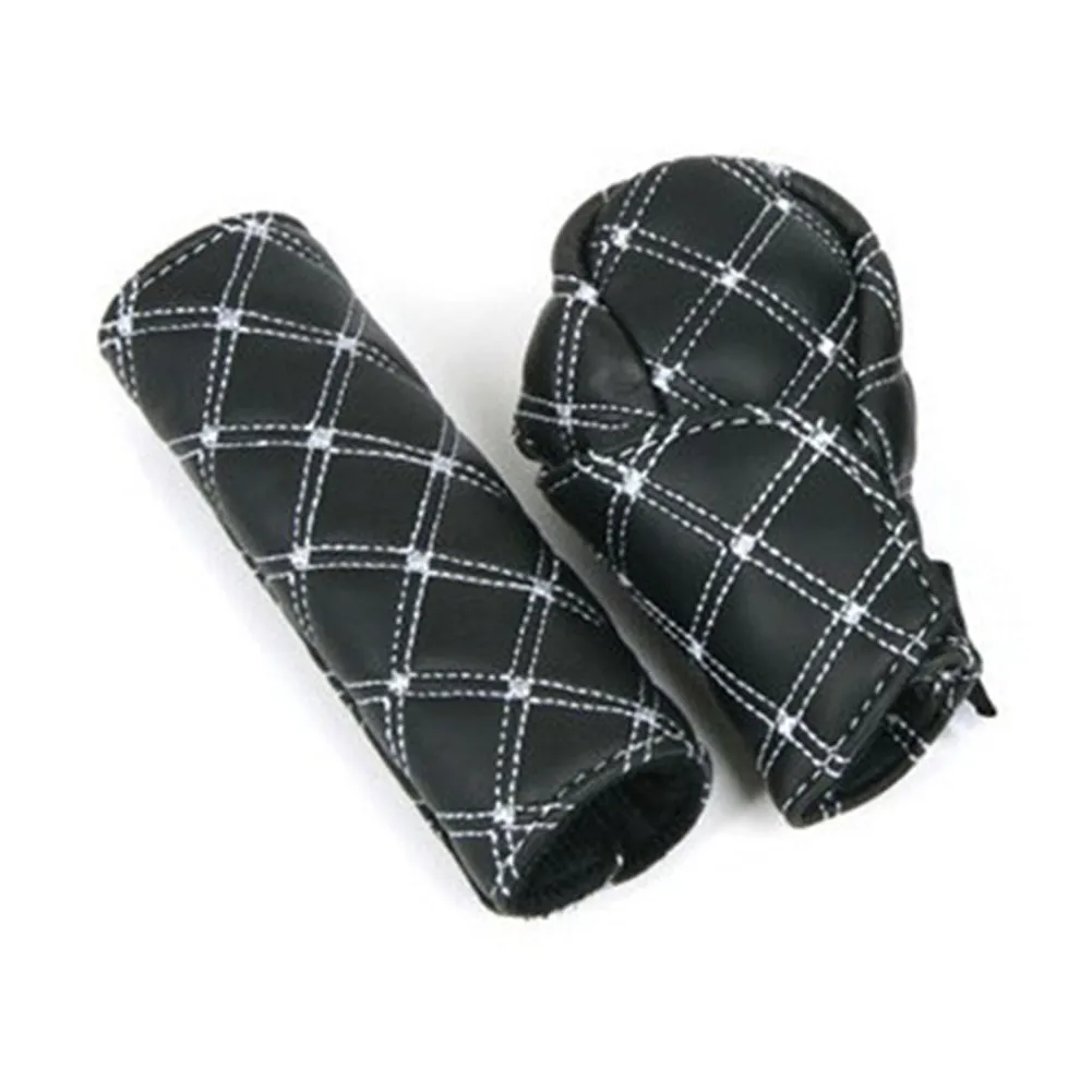 

2pcs Car Handbrake Grip Microfiber Leather Gear Shift Knob Cover Sleeve Winter Warm Car Interior Accessories