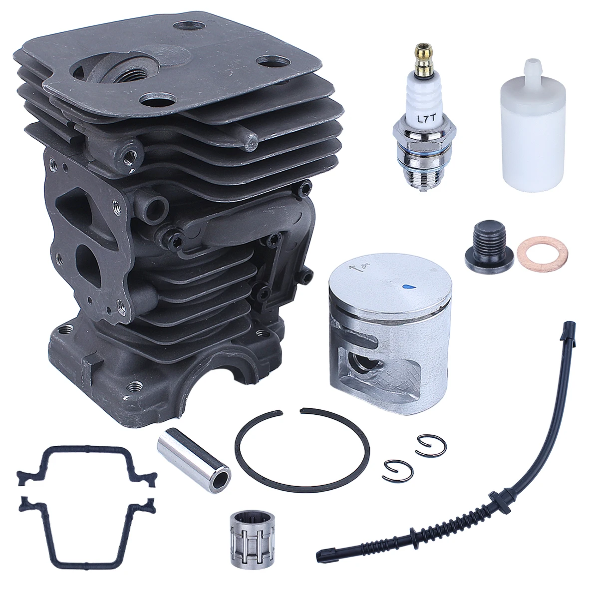 42mm Cylinder Piston Kit For Husqvarna 450 450 Rancher 445 E Chainsaw Replace 544119902 w Spark Plug Fuel Filter Line бензопила