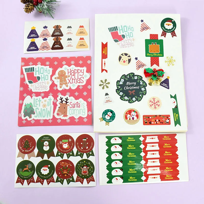 

5Sheets Merry Christmas Series Stickers Xmas Gift Packaging Seal Labels Christmas New Year Party DIY Scrapbooking Sticker Decor