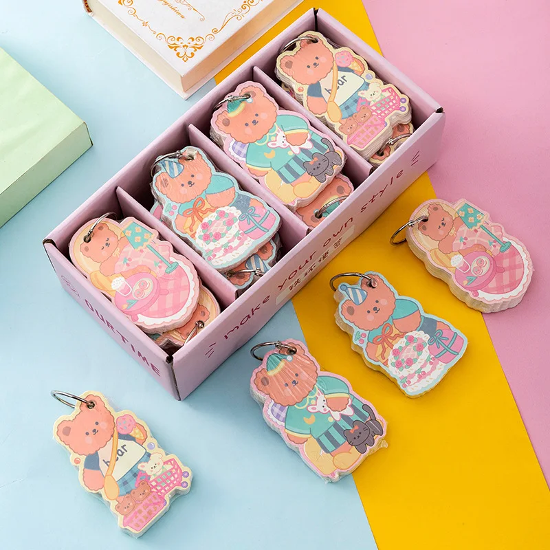 

24 pcs/lot Cartoon Bear Ring Buckle Memo pad Sticky Notes Cute N Times Stationery Label Notepad Bookmark Post school supplies