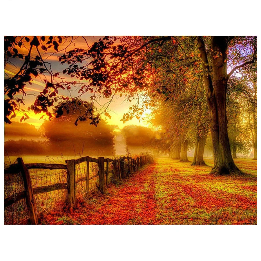 

5D DIY Full Square Round Drill Diamond Painting Autumn Forest Landscape Embroidery Cross Stitch Mosaic Room Decor Gift AA1030