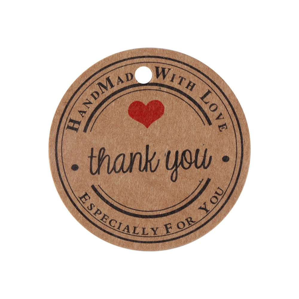 100 шт./пакет спасибо с красным украшение в виде сердца крафт-бумажная бирка для