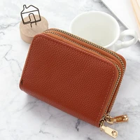 women small card holder ladies short handbags simple solid color multi card slot wallets for female girls coin purse with zipper