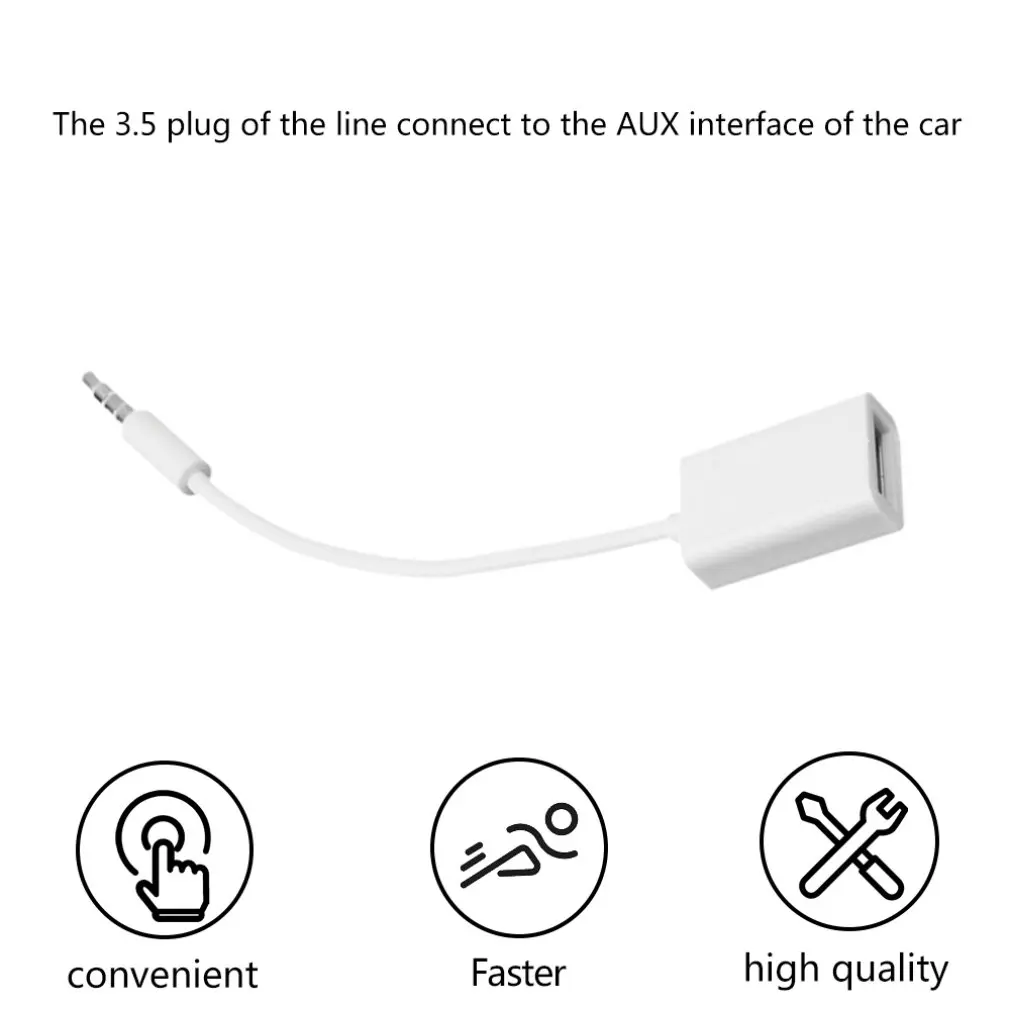 3 5 мм Мужской аудиоразъем AUX к USB 2 0 Женский кабель Шнур для автомобиля MP3 Прямая