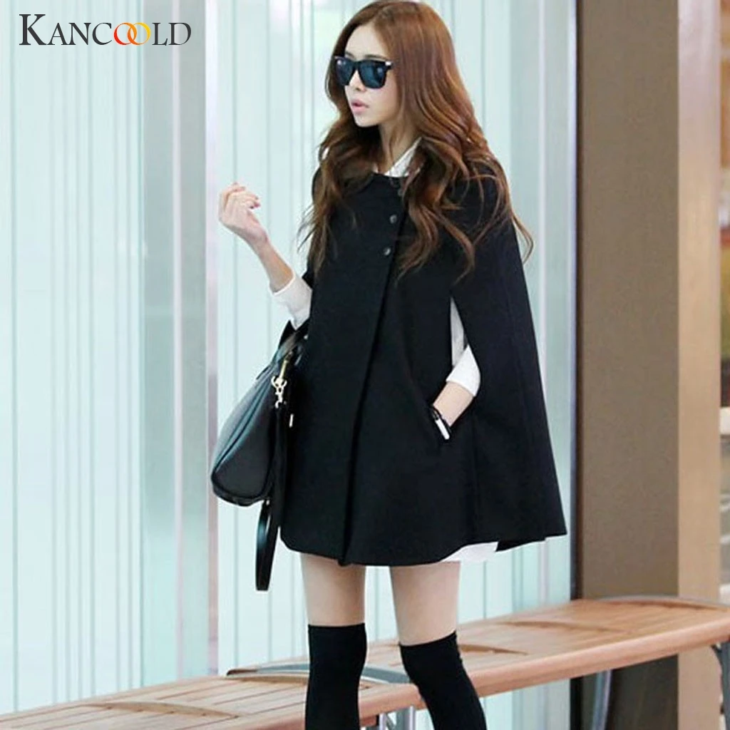 KANCOOLD Женский Свободный плащ пальто осень и зима длинное шерстяное шаль без