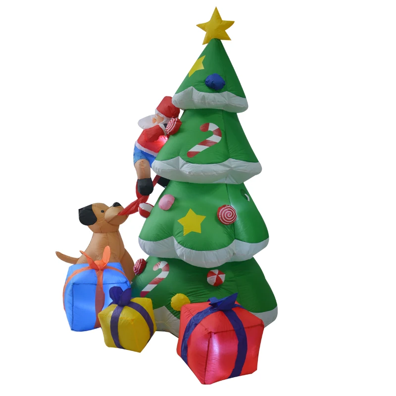

210cm Giant Inflatable Christmas Tree with Gift Boxes Puppy Bites Santa Claus Climbing Tree Toys Christmas Halloween Party Props