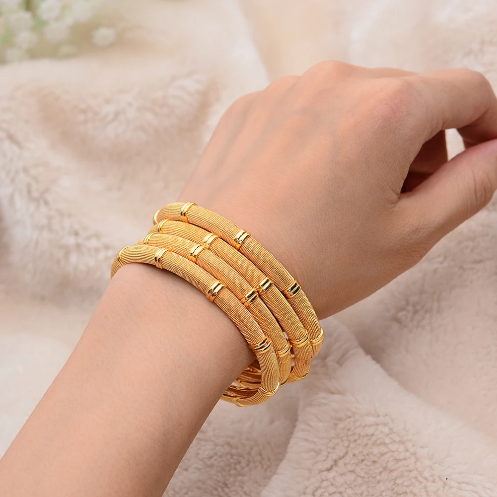 Annayoyo 1 шт. узор средний восток браслет для женщин Men18k золотой цвет браслет в дубайском стиле Африканский/арабский/Эфиопский ювелирный подарок B15