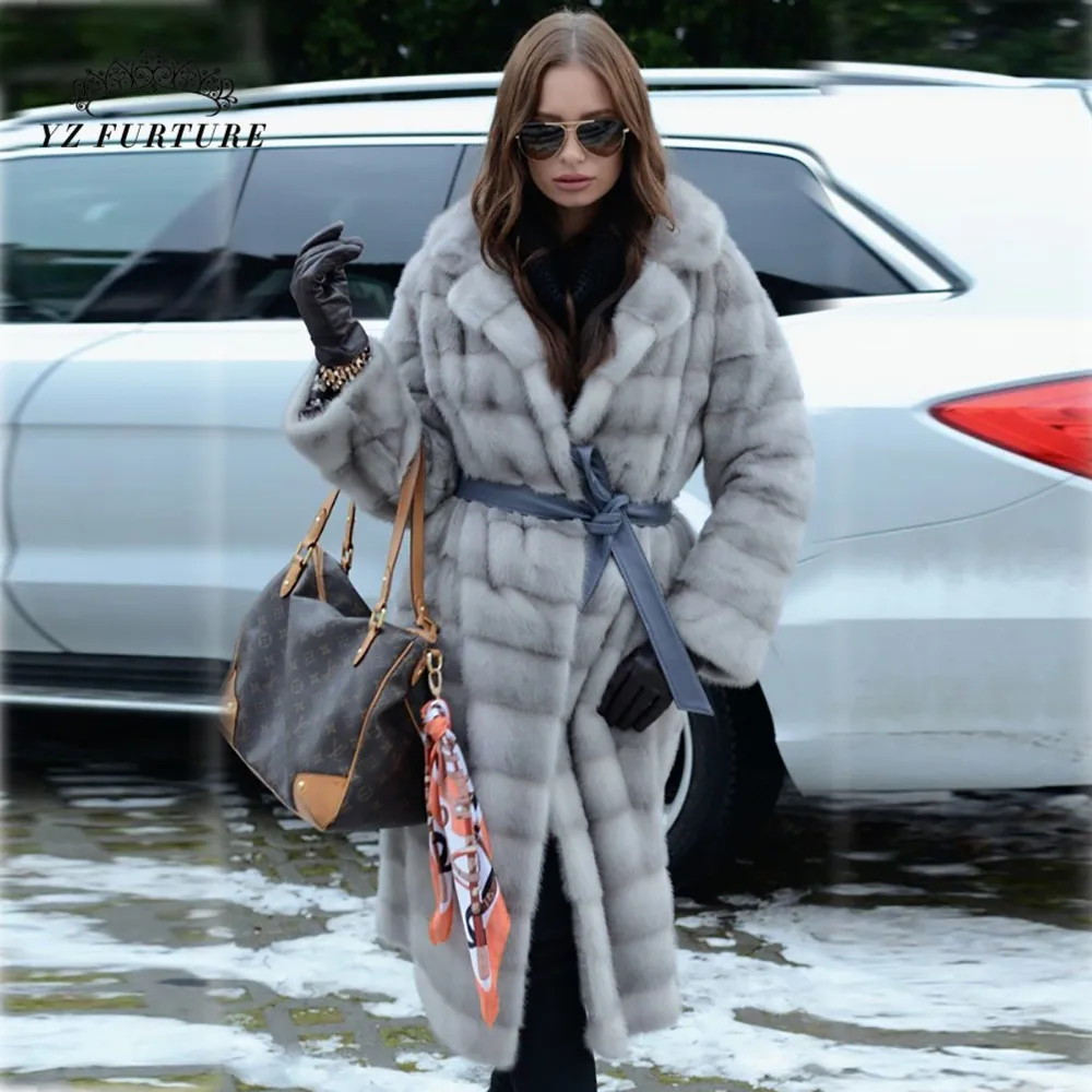 Новинка 2020 длинная шуба из натурального меха норки Роскошная Шуба с костюмным